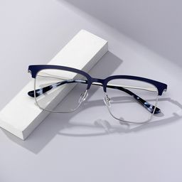 Cleo Browline Blue Silver Glasses0