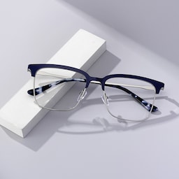 Cleo Browline Blue Silver Glasses0