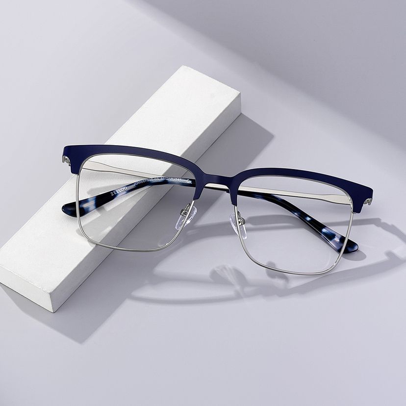 Cleo Browline Blue Silver Glasses
