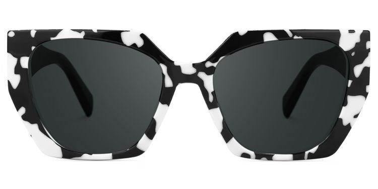 Sileidy Black-White Rectangle Sunglasses