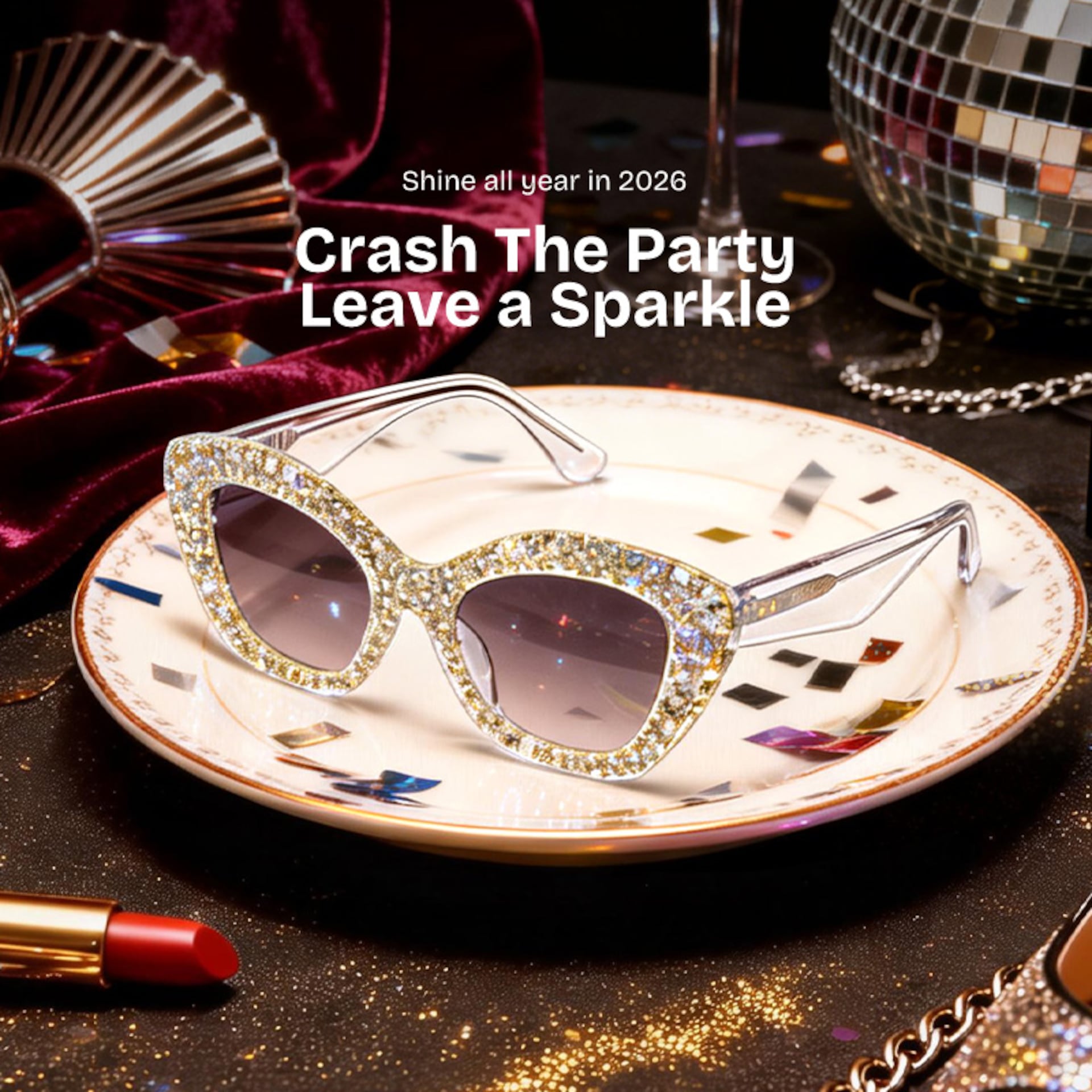 Giselle Cat-eye Clear Rhinestone Glasses Frames | ZEELOOL0