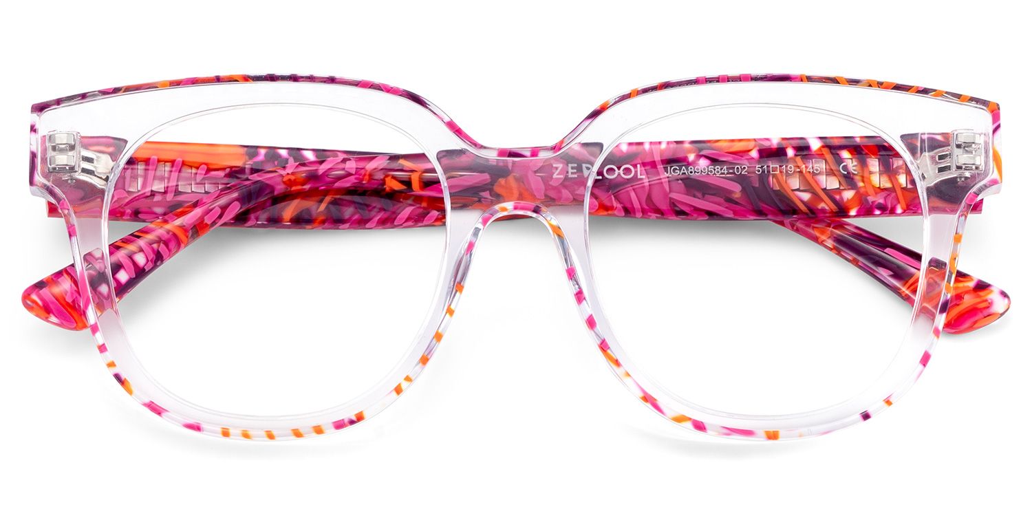 Jett Acetate Red Frame Glasses with Square Shape | Zeelool2