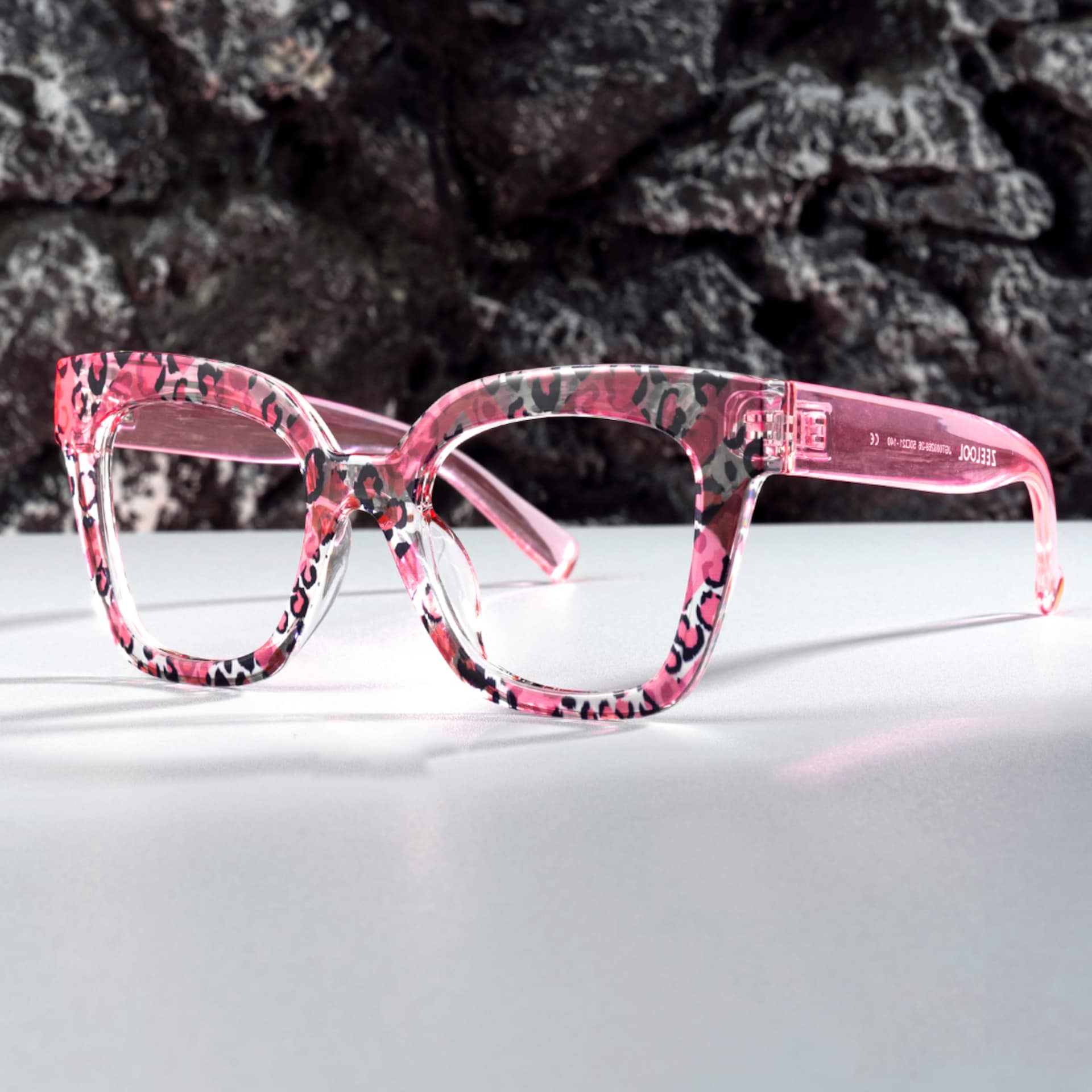 Malcolm Large Havana glasses frames with Transparent Arms | Zeelool0