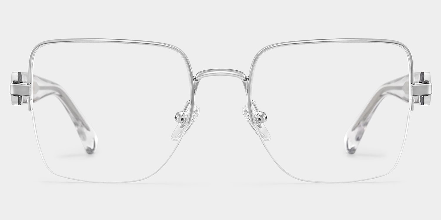Lauren Silver Frame Glasses with Square Frame Online | ZEELOOL0