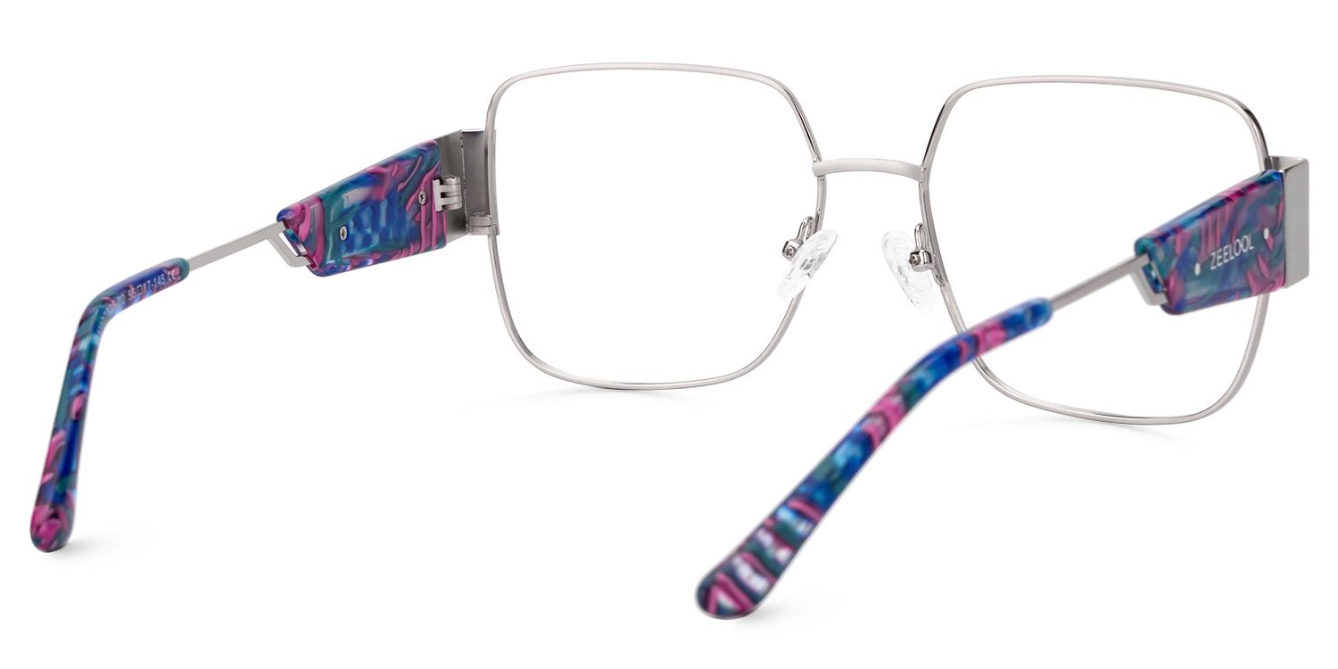 Porsha Designer Eyeglasses in Square Silver Frame3