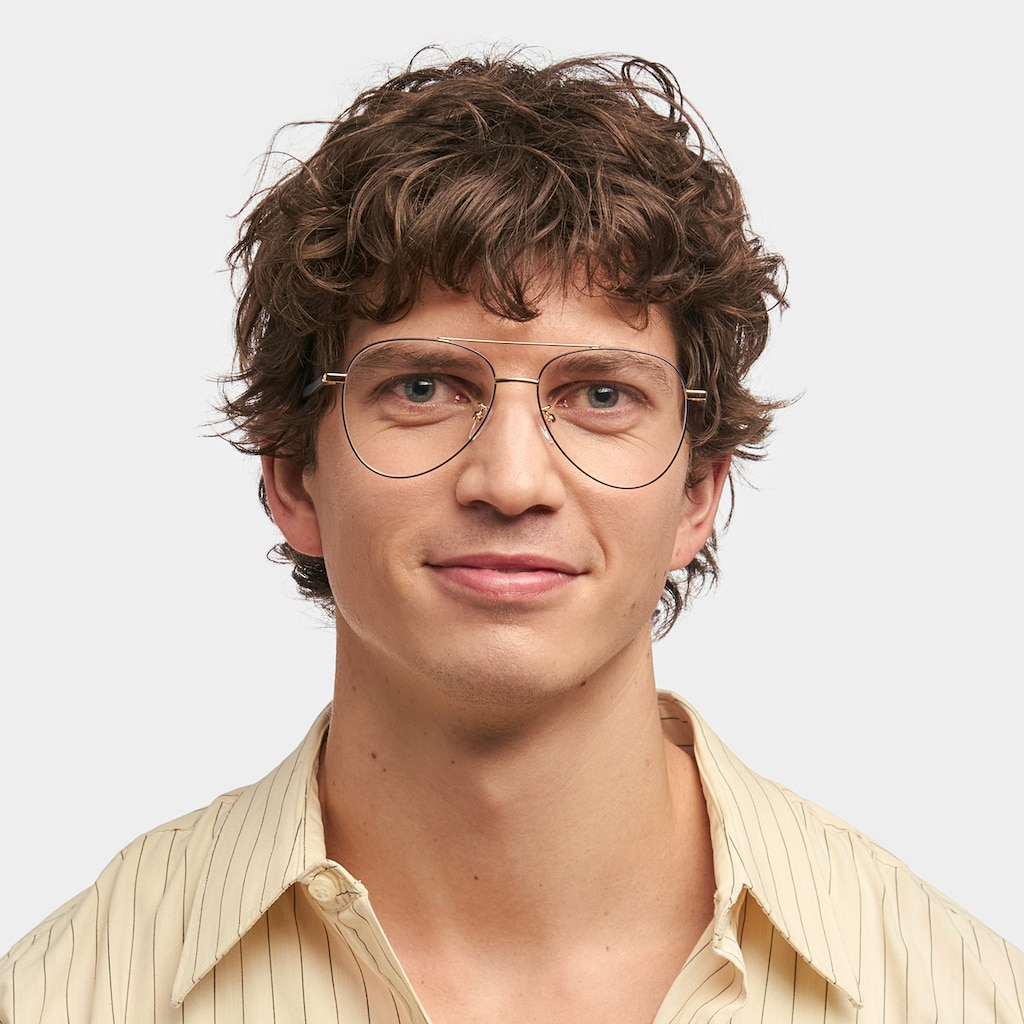 Paige Aviator Blue-Gold Glasses