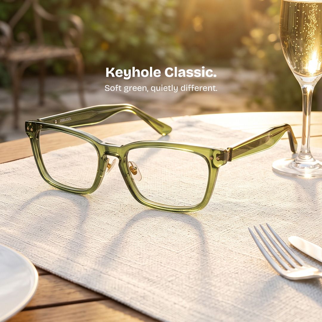 Buzz Green Rectangle Frame Glasses for Men | ZEELOOL0