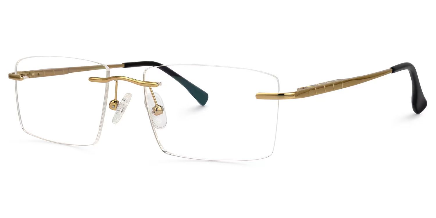 Cetina Rectangle Gold Metal Frame Glasses | ZEELOOL1