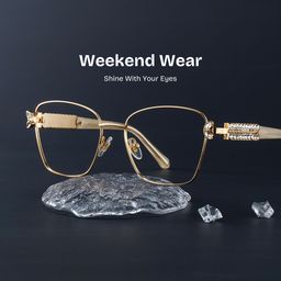 Ellie Gold Rectangle Glasses0