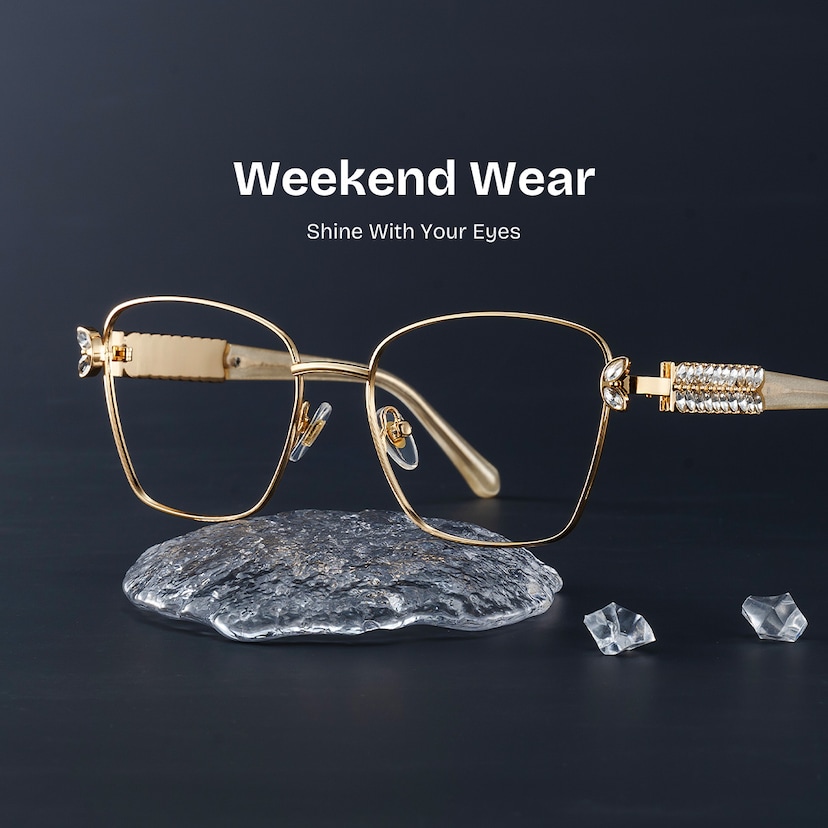 Ellie Rectangle Gold Glasses