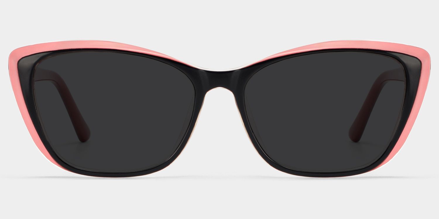 Fidelia Cat Eye Black Sunglasses and Pink Edge0