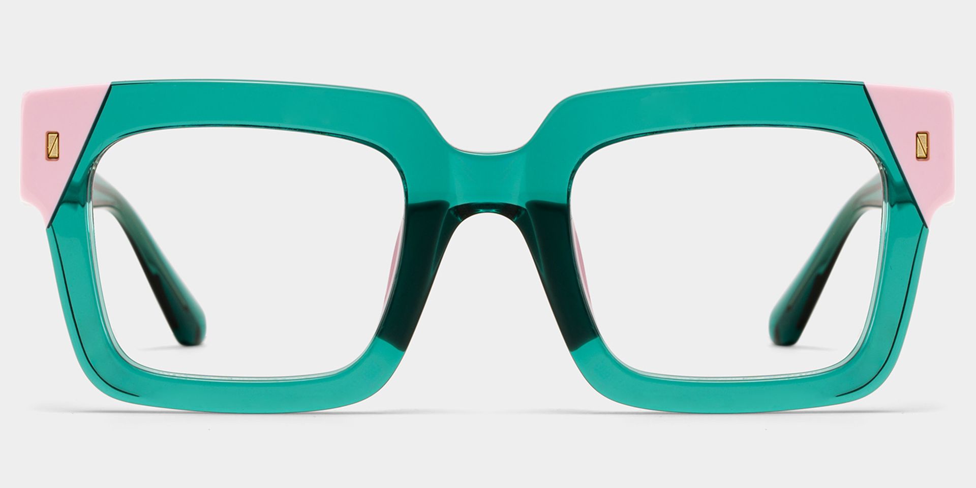 Square Green Pink Eyeglasses- Sarah Acetate Frame Glasses1