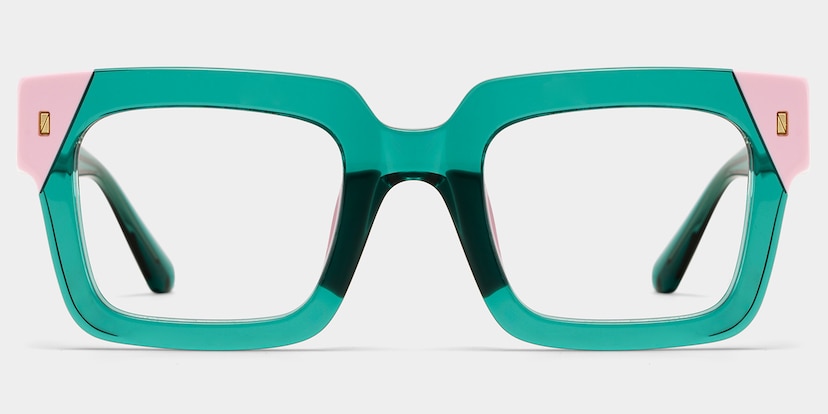 Sarah Square Green Pink Glasses