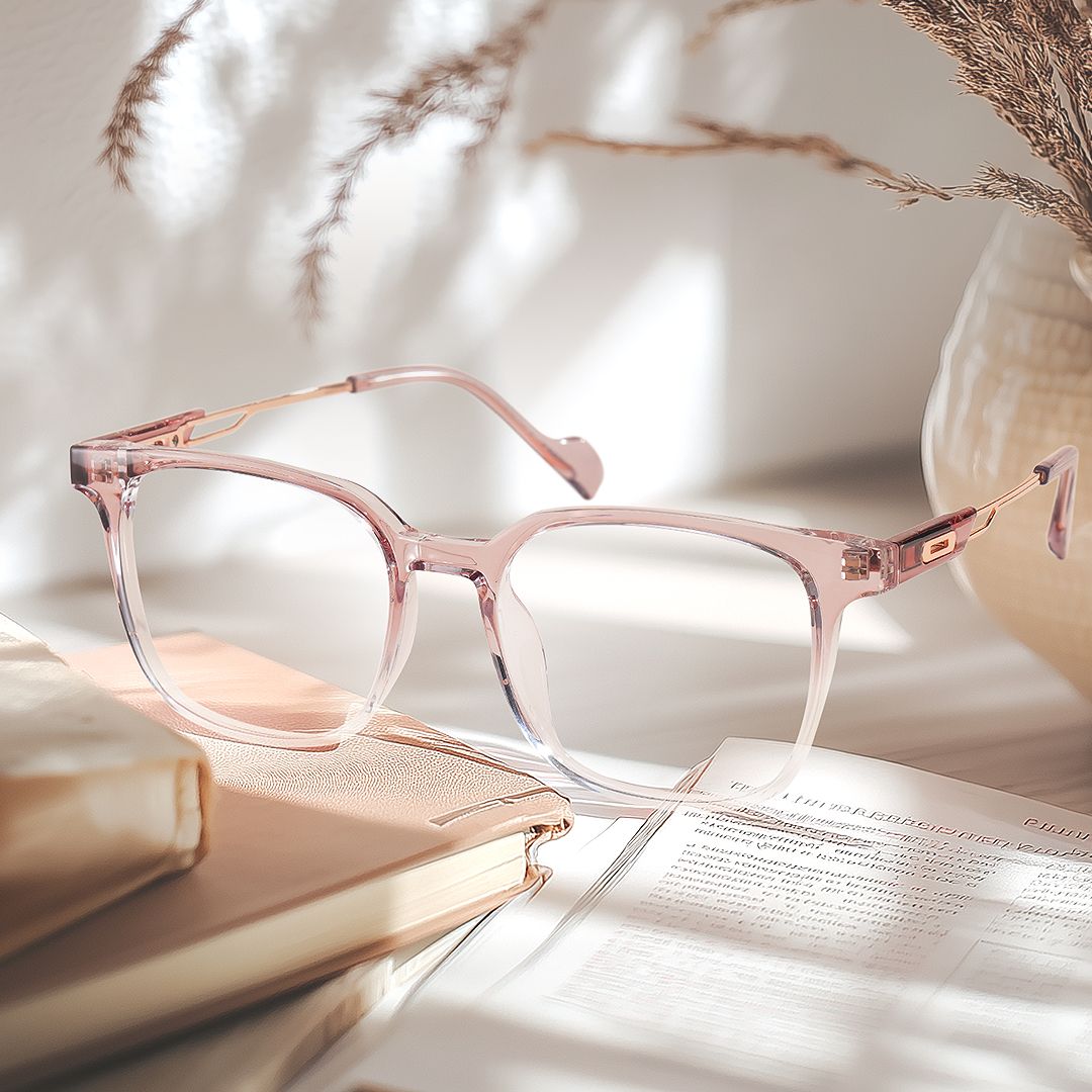 Chloe Pink Square Prescription Glasses | Zeelool6