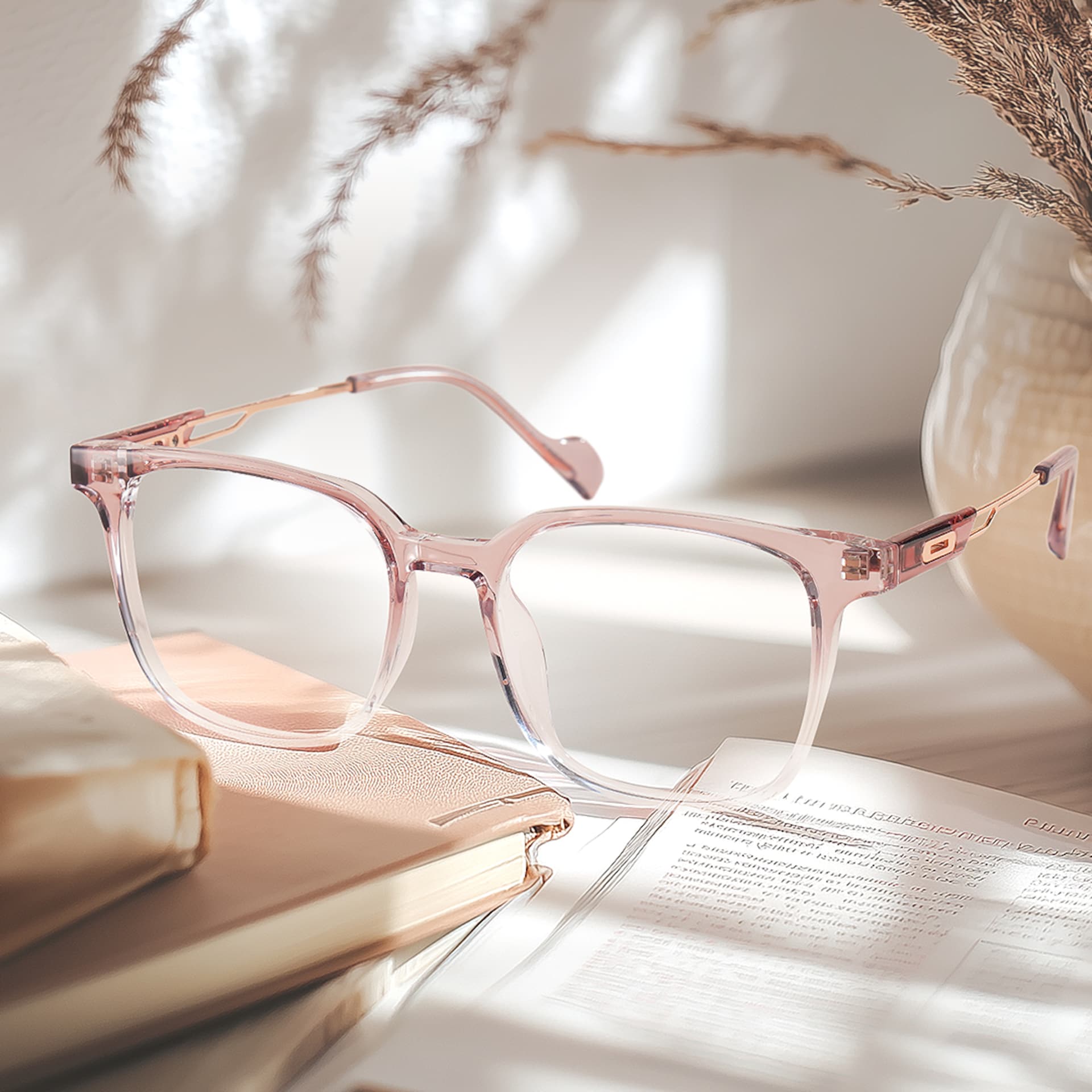 Chloe Pink Square Prescription Glasses | Zeelool6