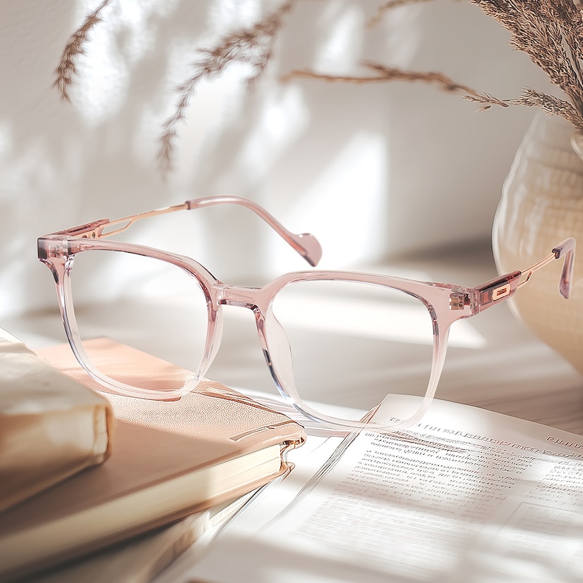 Chloe Square Pink Crystal Glasses