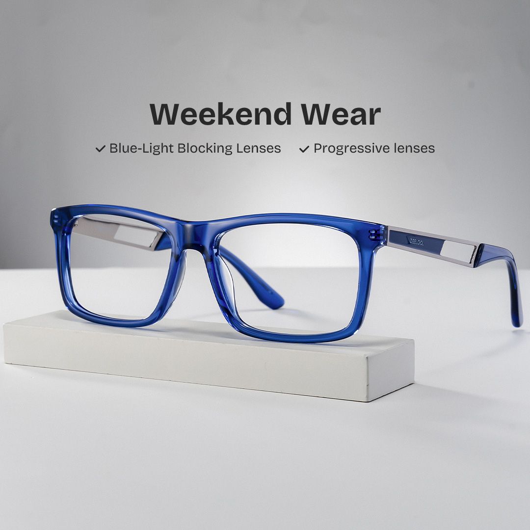 Morgan blue rectangle glasses Online | ZEELOOL