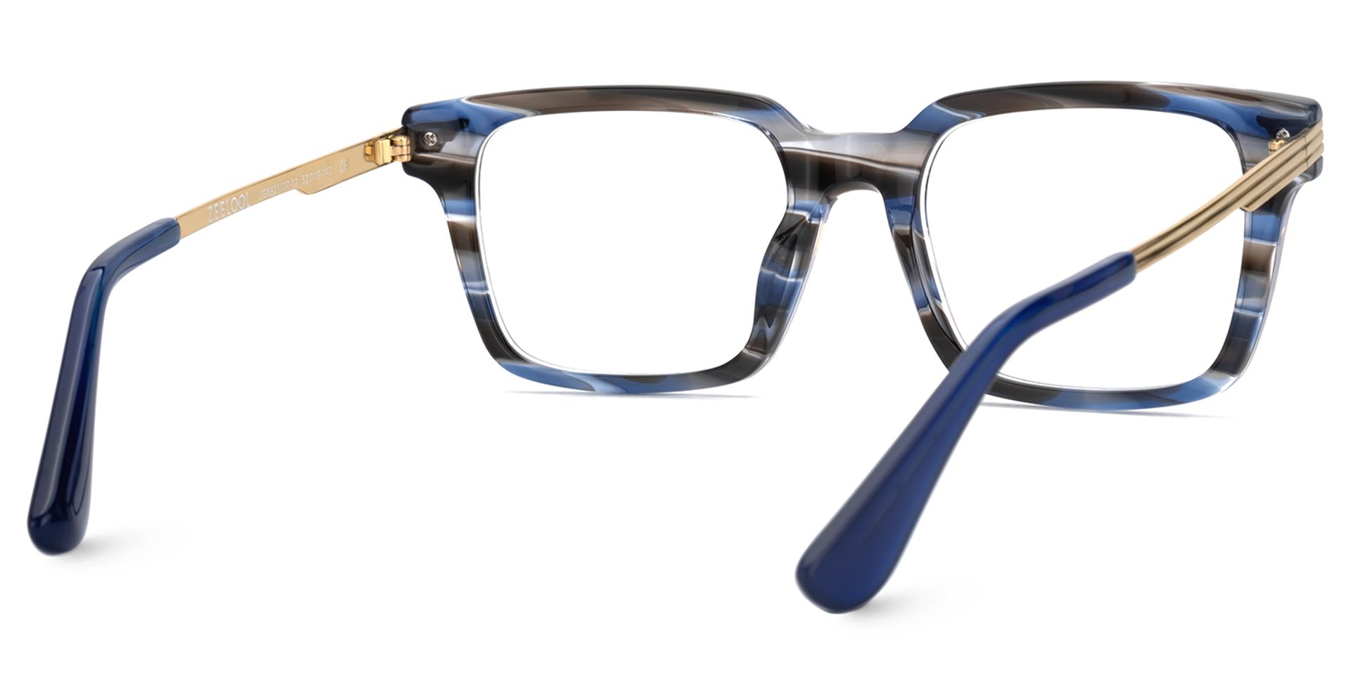 Blue Rectangle Eyeglasses With Metal Arms5