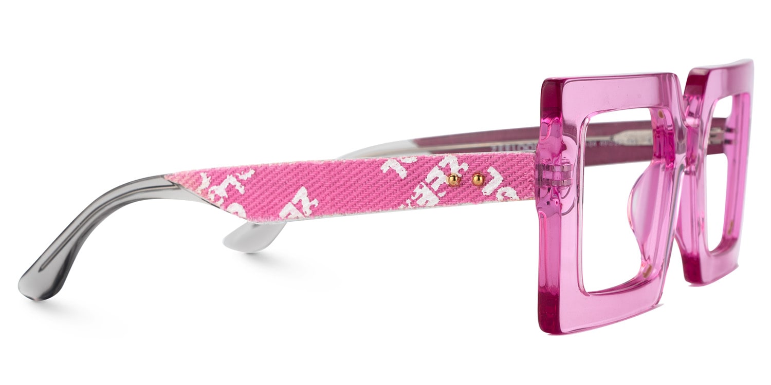 Tiffaney Square Transparent Pink Glasses4