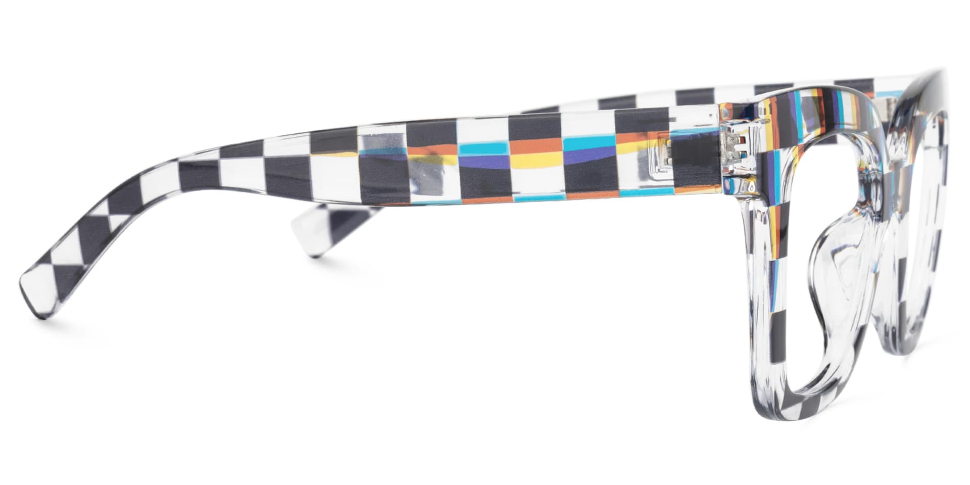 Geek Chic Malcolm Checkered Square Frame Glasses2