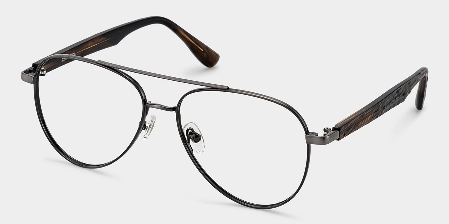 Aspen Black Aviator Mixed Frame Glasses for Men | ZEELOOL3