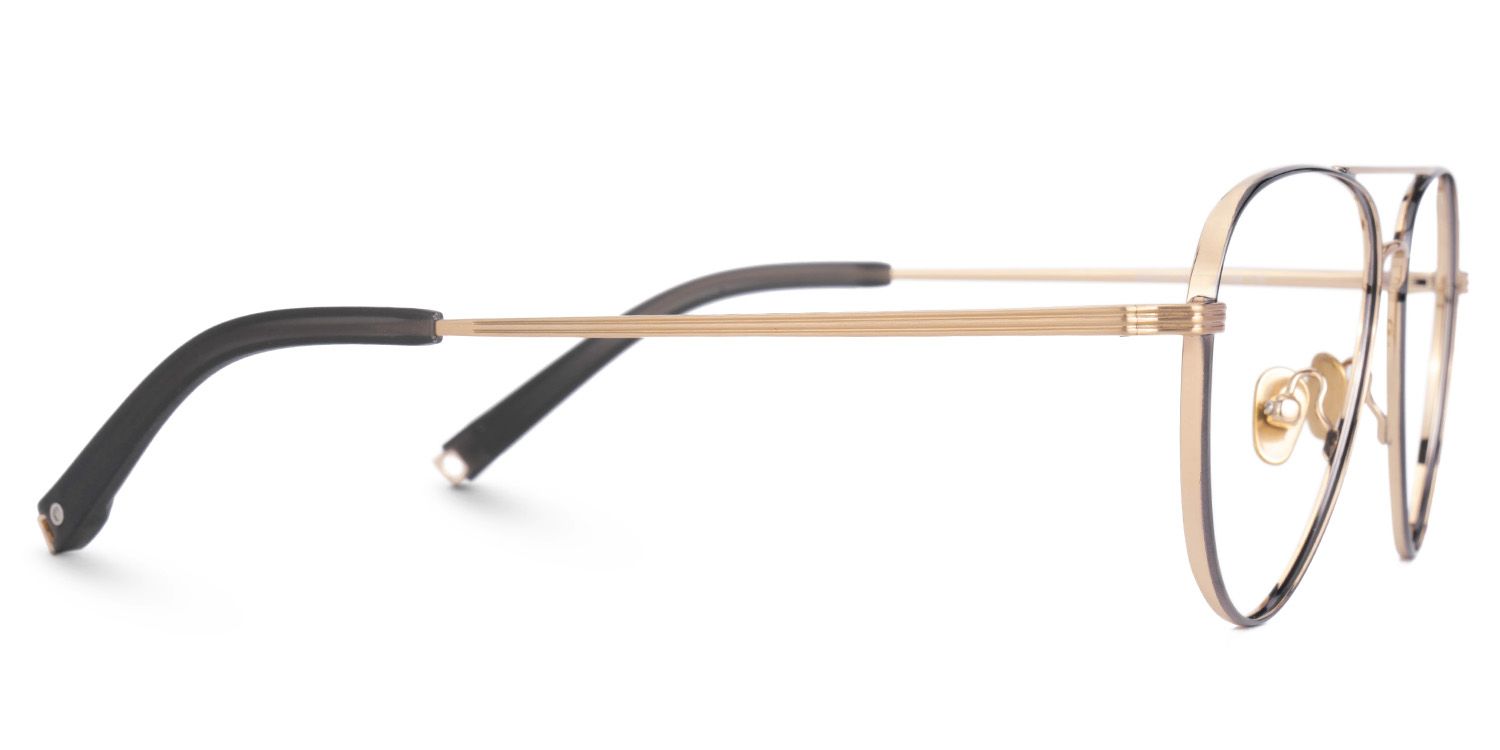 Vernell Thin Black and Gold Prescription Glasses in Aviator Design2