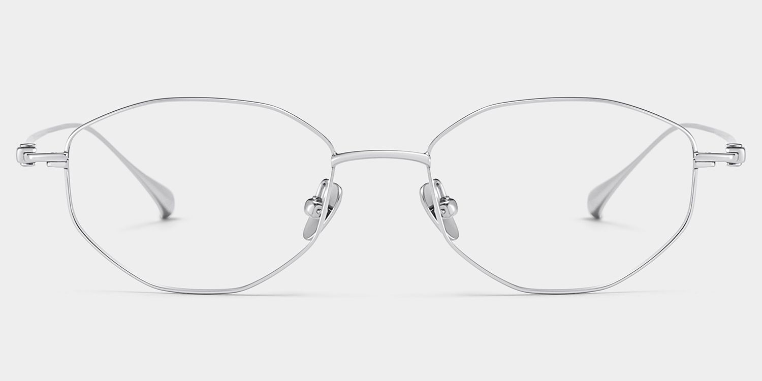 Everett Silver Frame Glasses with Geometric Frame Online |  ZEELOOL4