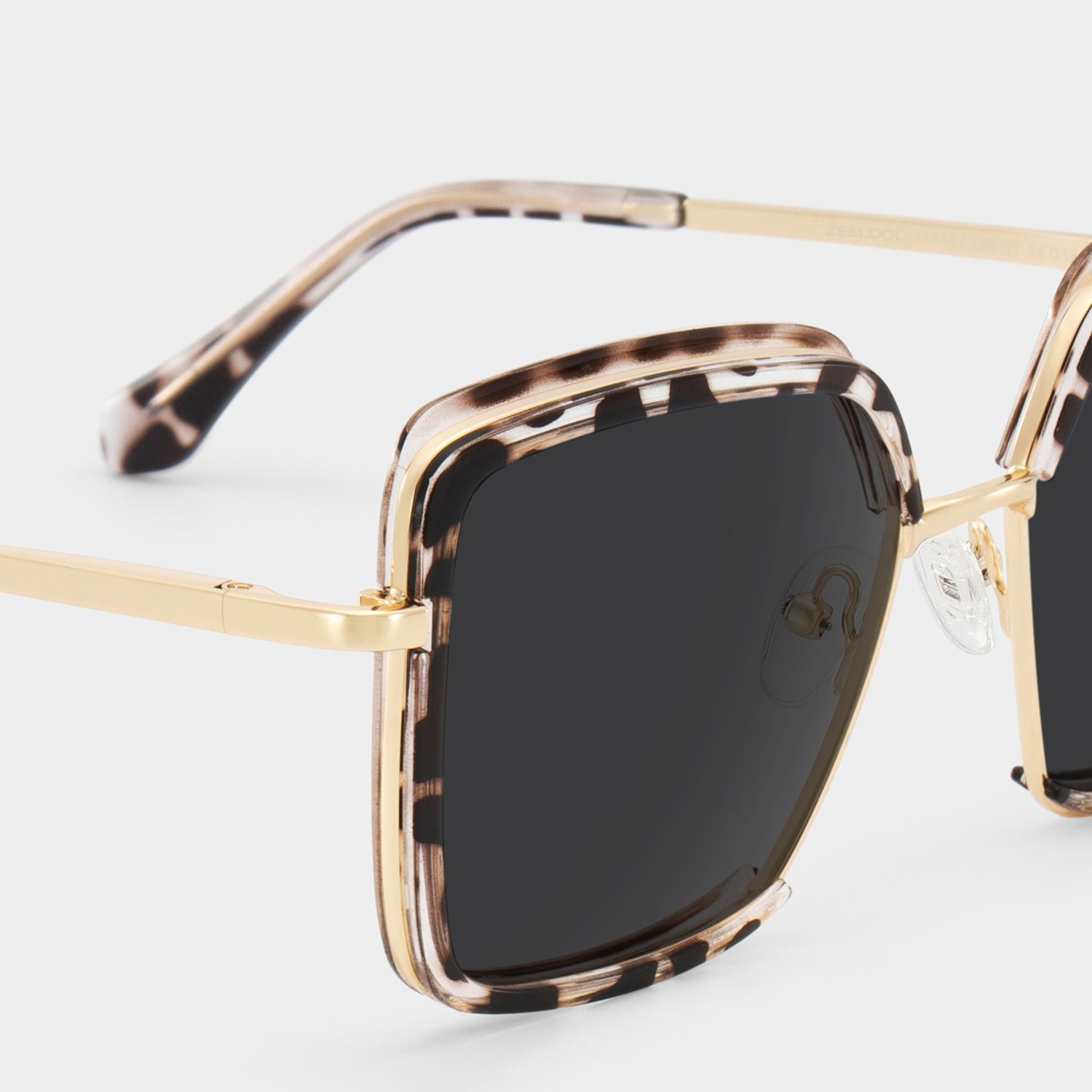 Cordaro Square Clear Tortoise Shell Sunglasses with Nose Pads