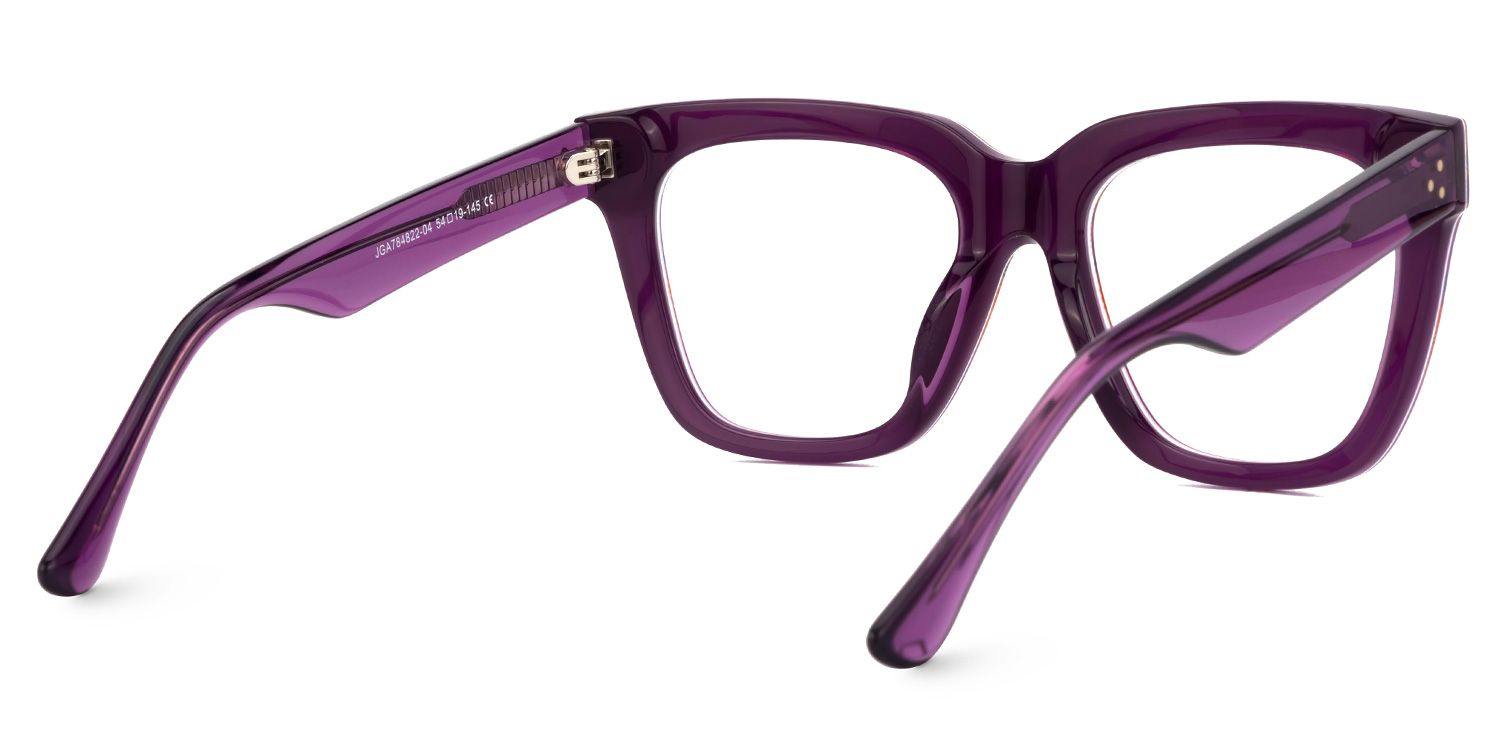 Boston Purple Plaid Eyeglasses with Square Wide Frames3