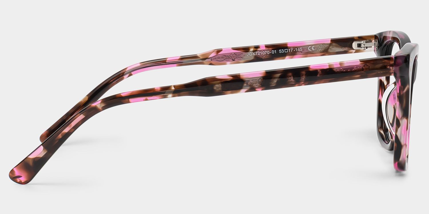 Tyler Pink Tortoise Square Eyeglass Frames with Flowers | ZEELOOL