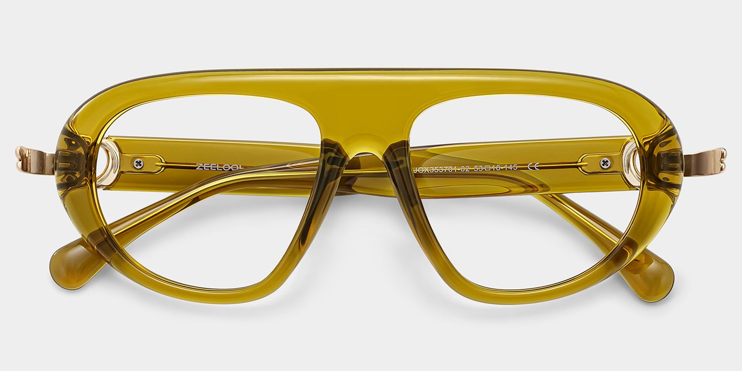 Aveline Green Thin Aviator Full Frame Glasses | ZEELOOL1