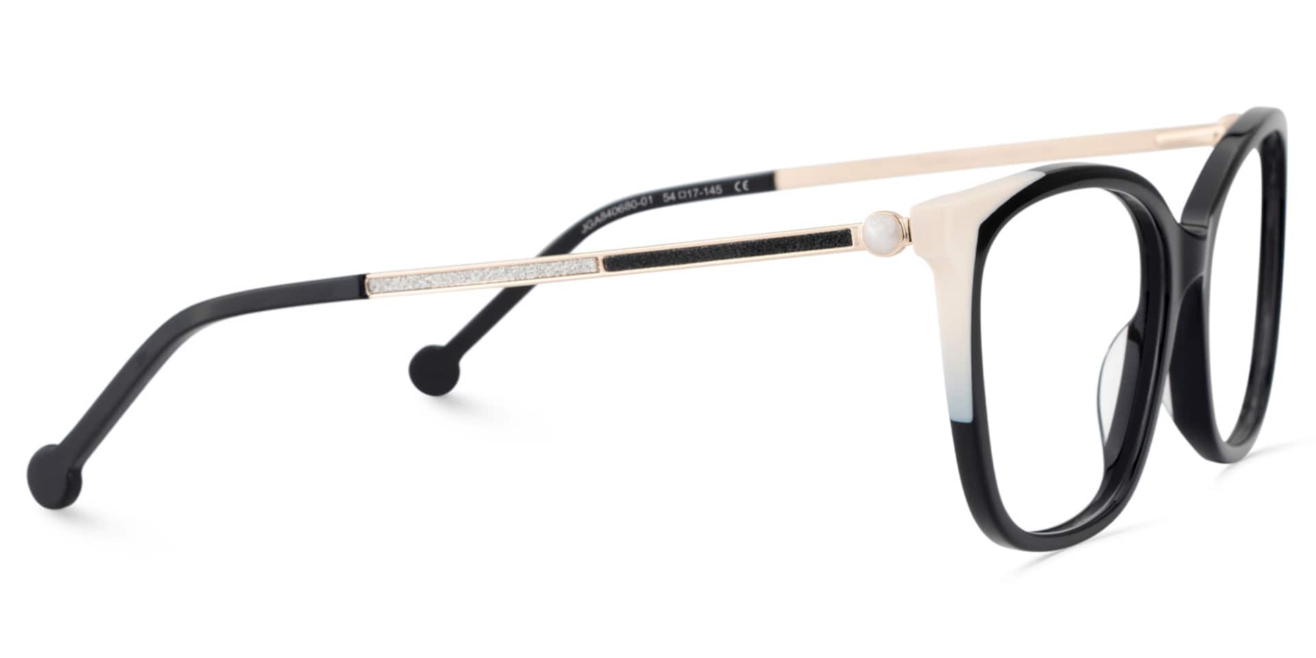 Nico Eyeglasses in Square Black White Frame | Zeelool4
