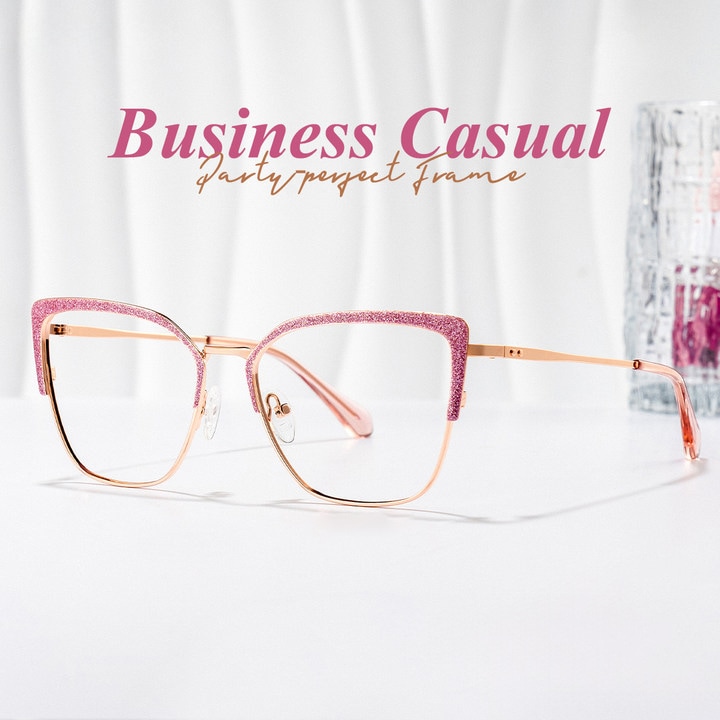 Javier Rectangle Pink Glasses