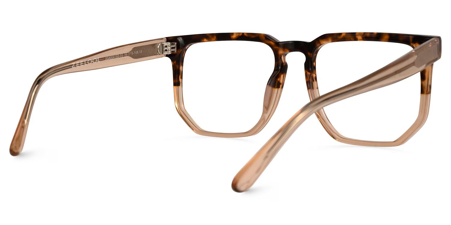 Matherne Square Tortoise Eyeglasses and Thin Two-Tone Frames3