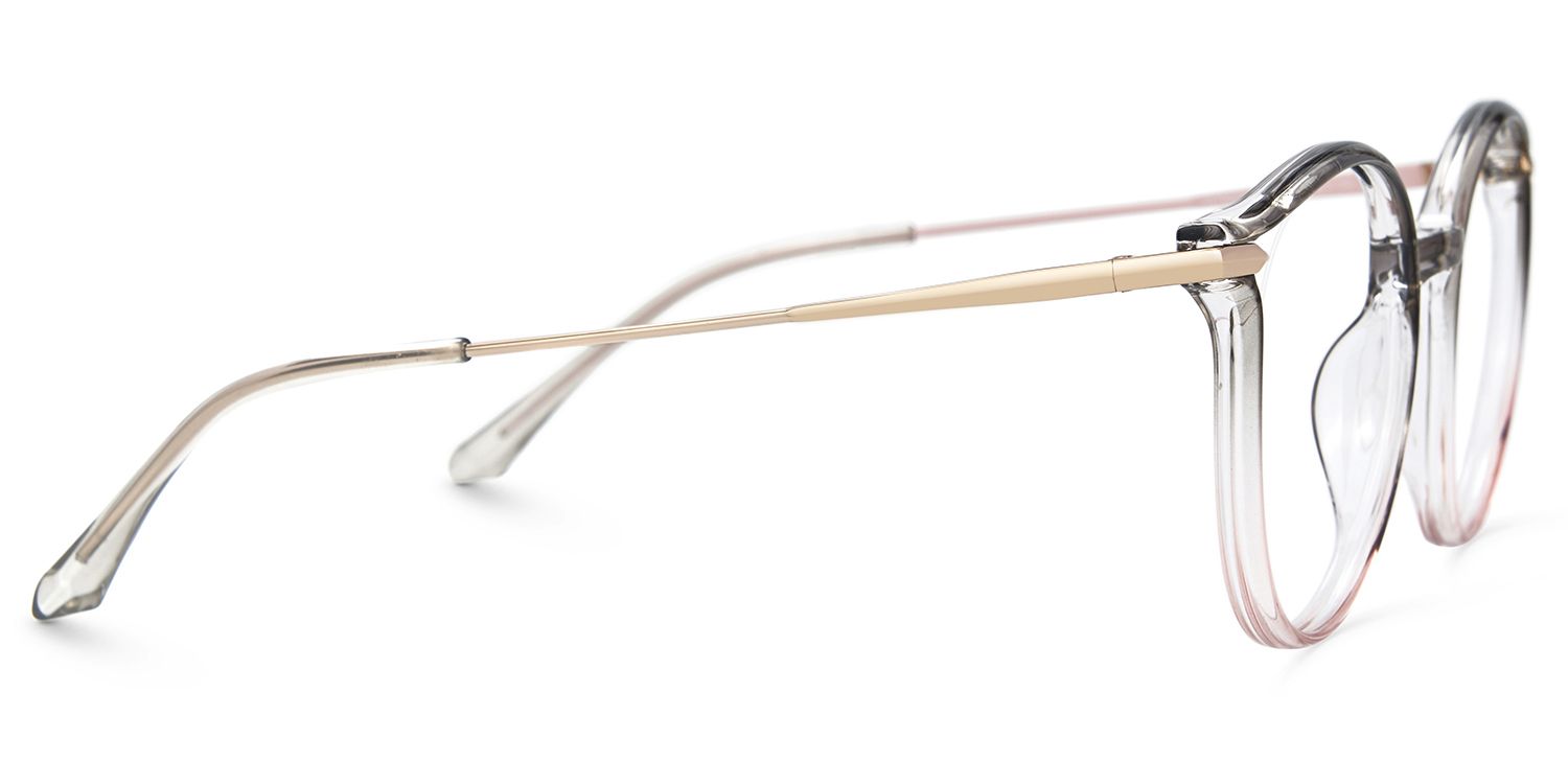 Caylan Gray Pink Round Glasses On Heart Shaped Face2