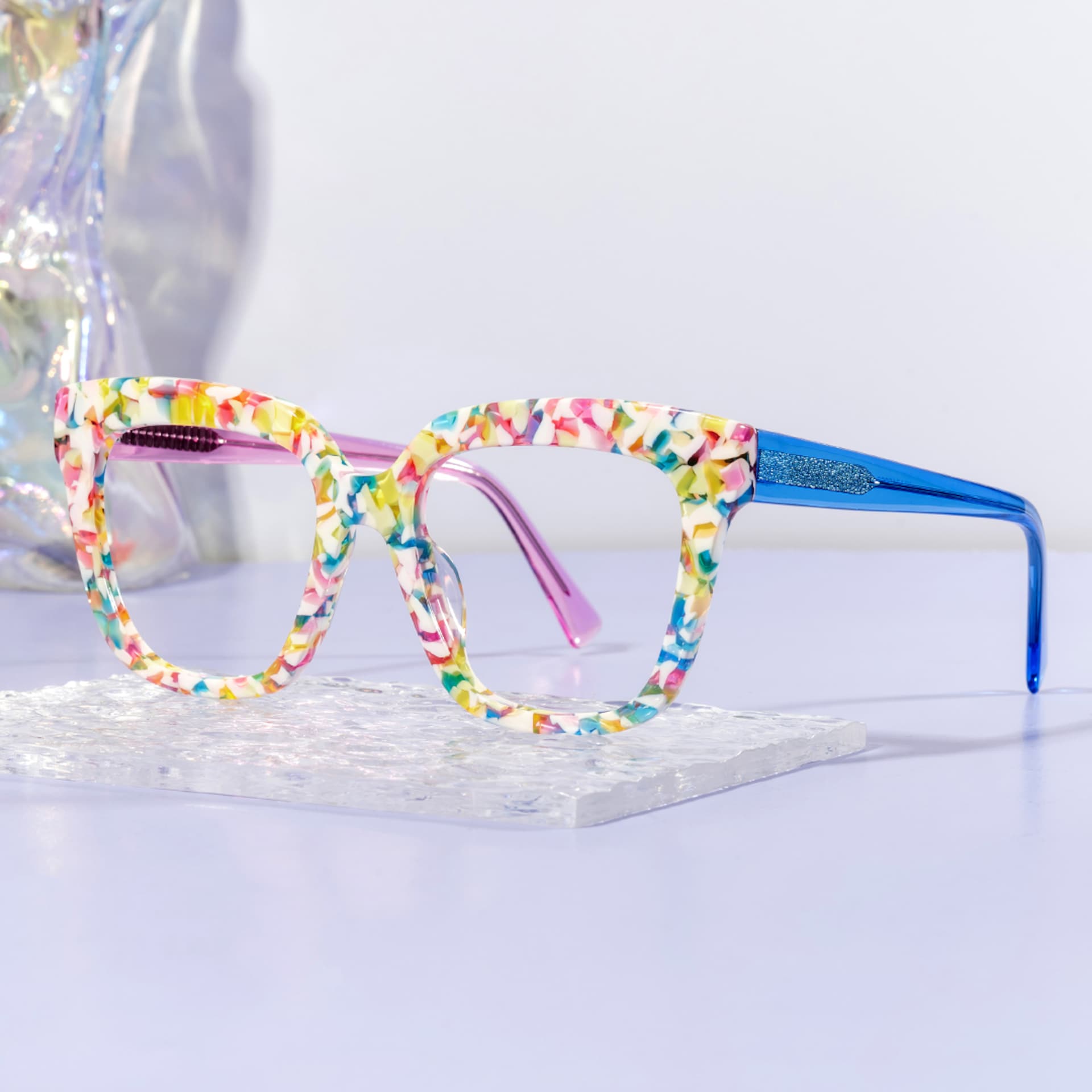 Square Mottled Glasses - Nina Acetate Frame Glasses0