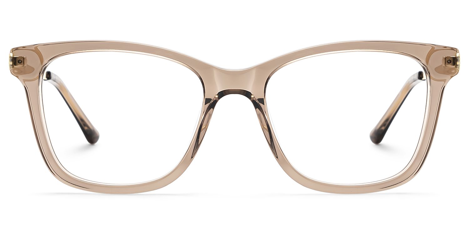Vibert Brown Rectangle Mixed Frame Glasses for Women | ZEELOOL
