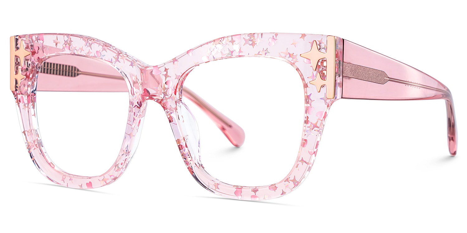 Minfia Square Pink Glasses3