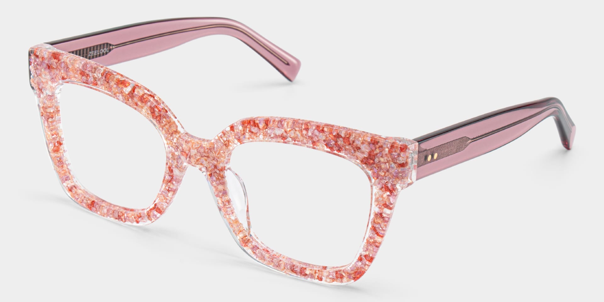 Renata Square Pink Glitter Glasses Frames for Women | ZEELOOL4