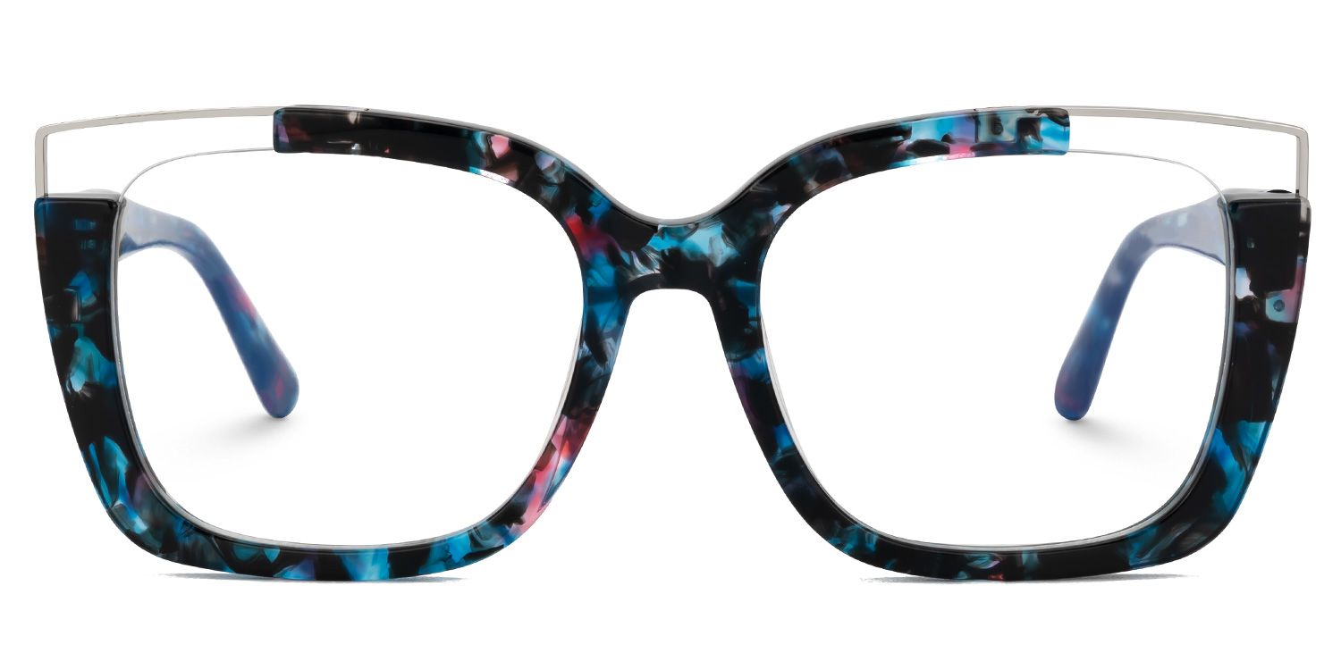 Blue Mixed-Material Square Eyeglasses- Dortch0