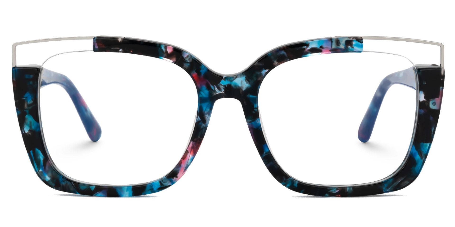 Blue Mixed-Material Square Eyeglasses- Dortch0