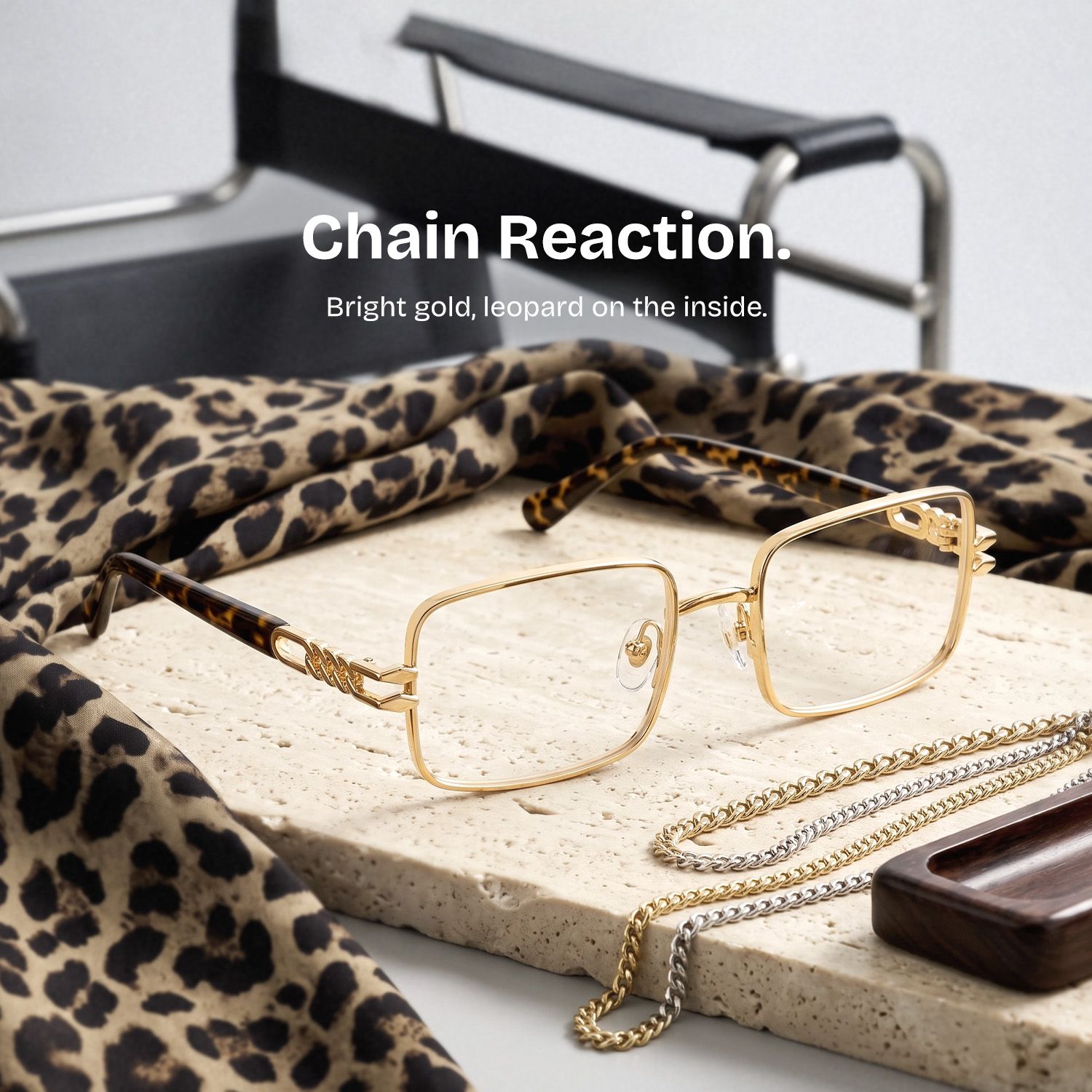 Olivia Gold Rectangle Glasses | ZEELOOL