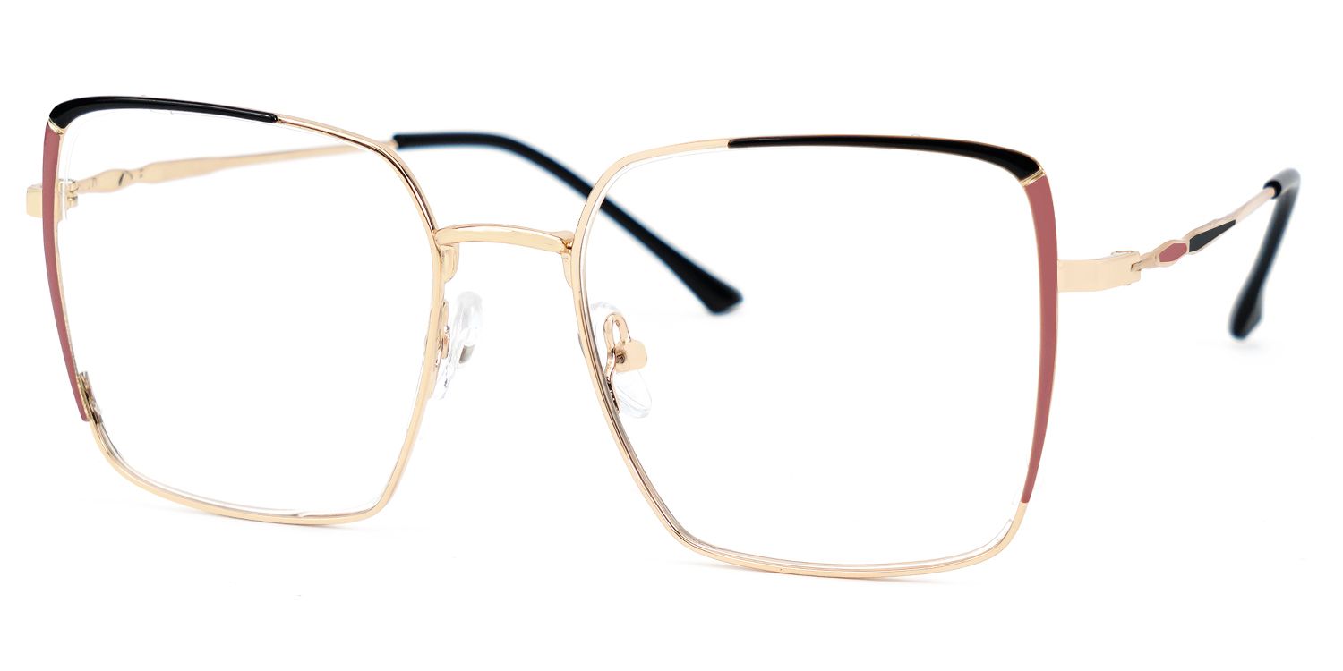Baez Metal Red and Black Glasses Frames with Square Shape | Zeelool1