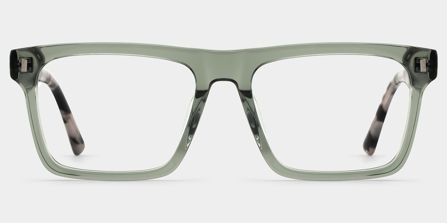 Rectangle Gray Green Eyeglasses- Henry Acetate Frame Glasses1