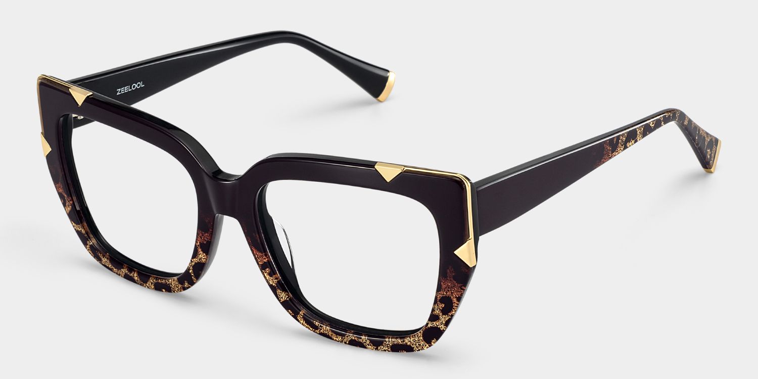 GIRL BAND LAWMAN/HECKLE THE FRAMES 7インチ Dax Square black leopard print Frame Eyeglasses for Women| ZEELOOL