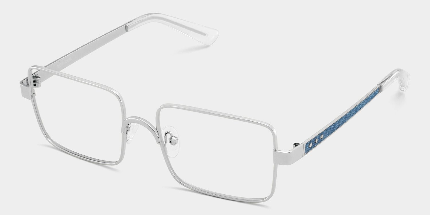Gavin Eyeglasses in Rectangle Silver Frame | ZEELOOL4