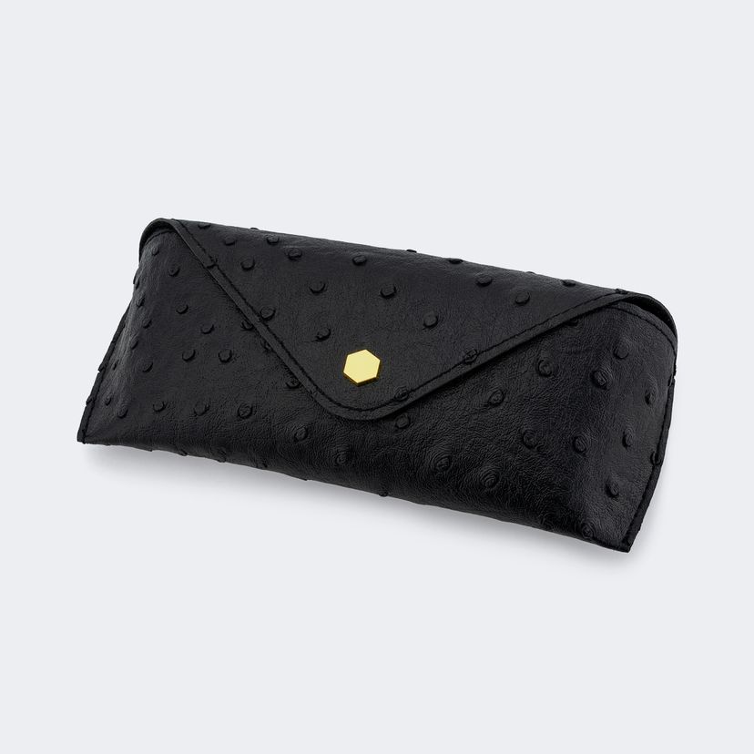 Ostrich Pattern Black Eyeglasses Bag