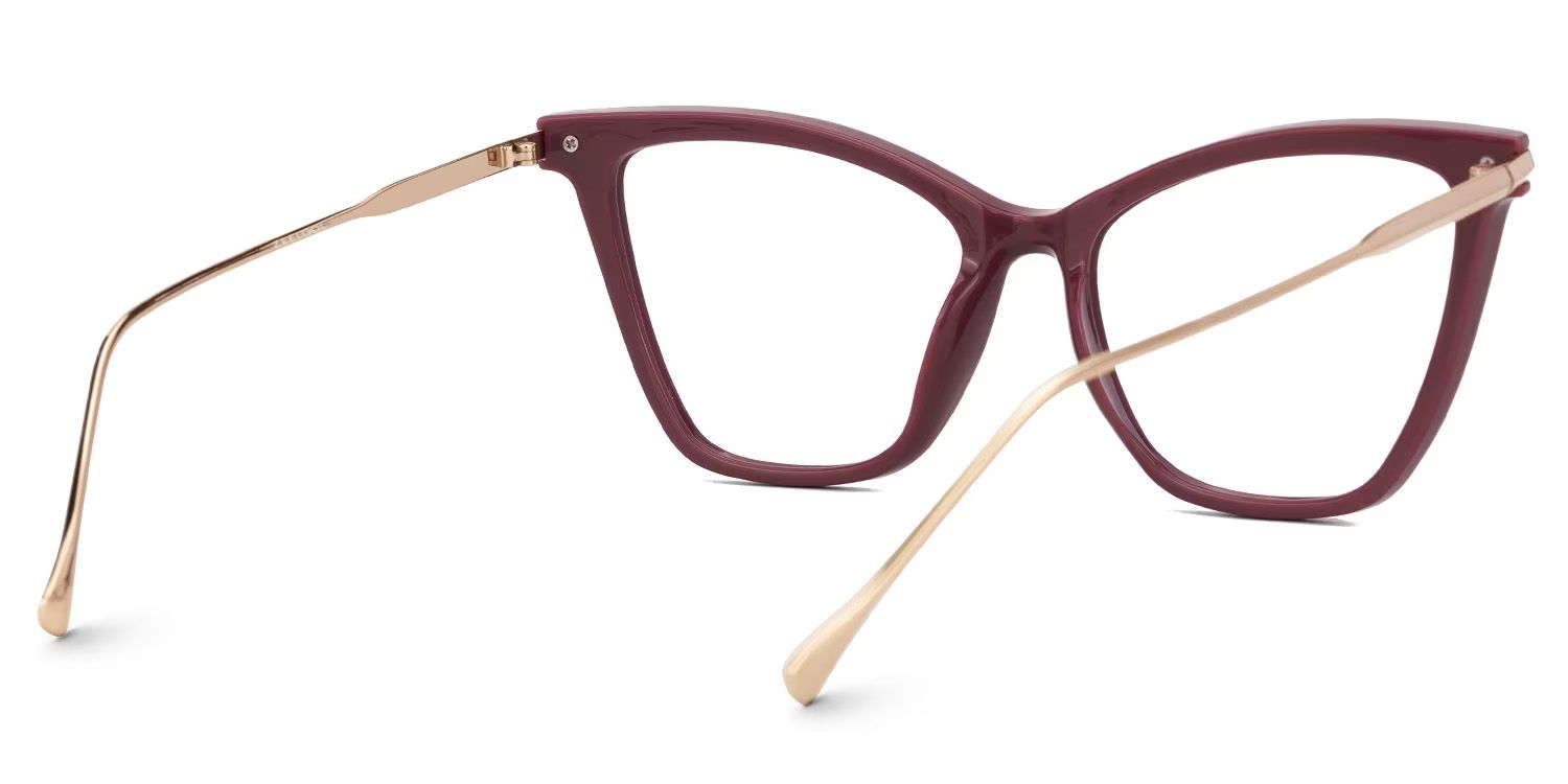 Hilary Butterfly Dark-Red Glasses with Thin Frames3