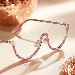 Sparkle Pink Cat eye Glasses0