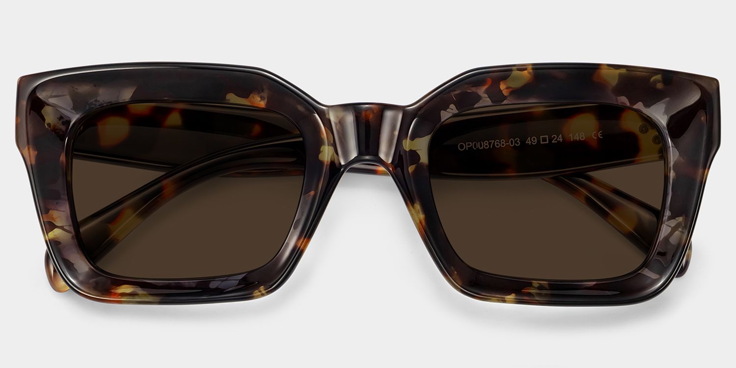 Nevaeh Plastic Tortoise Square Frame Sunglasses | ZEELOOL
